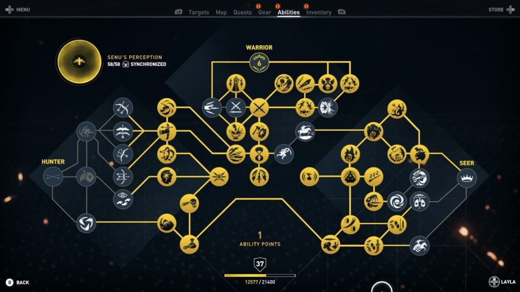 Image Description: Assassin's Creed: Origins - Skill Tree. End of Image Description.