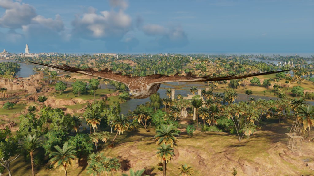 Image Description: Assassin's Creed: Origins - Senu flying. End of Image Description.