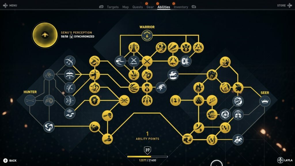 Image Description: Assassin's Creed: Origins - Skill Tree. End of Image Description.
